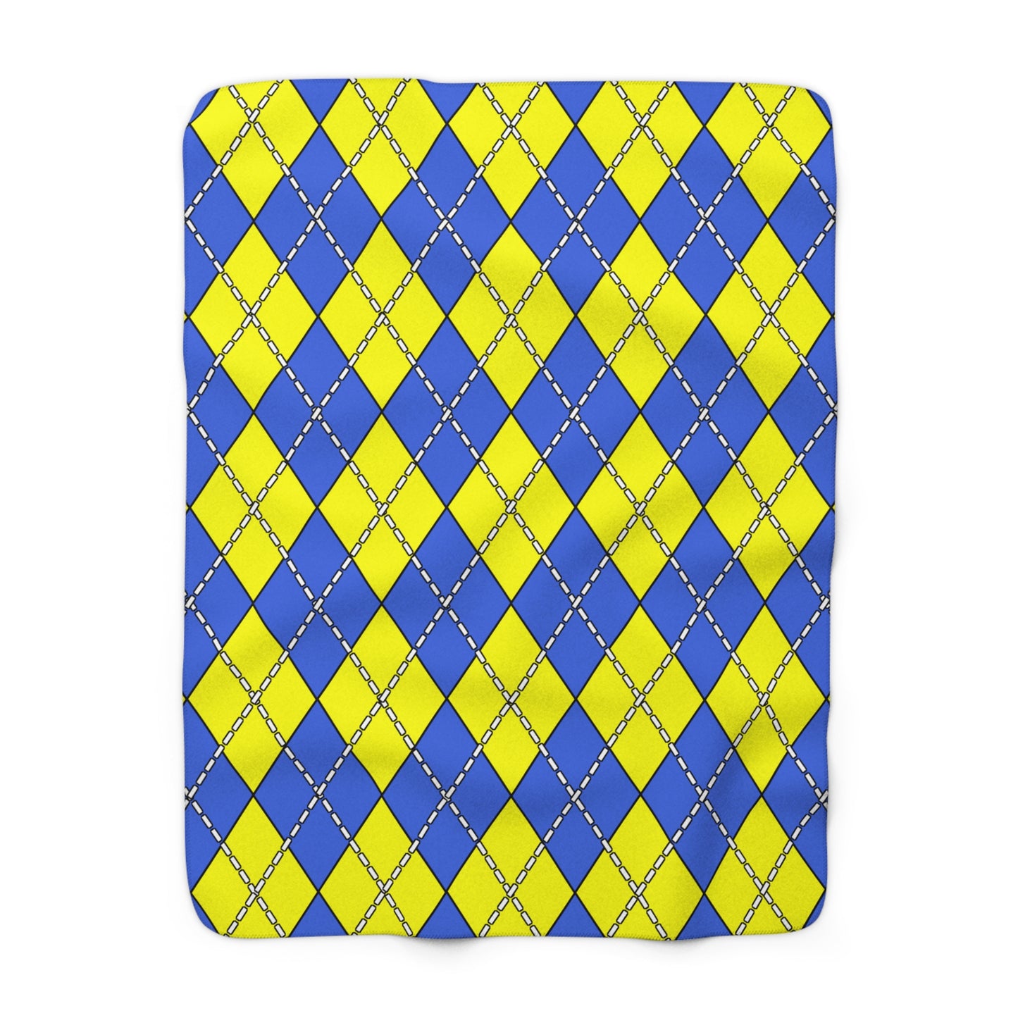 Royal Blue, Yellow Retro Argyle Blanket Throw