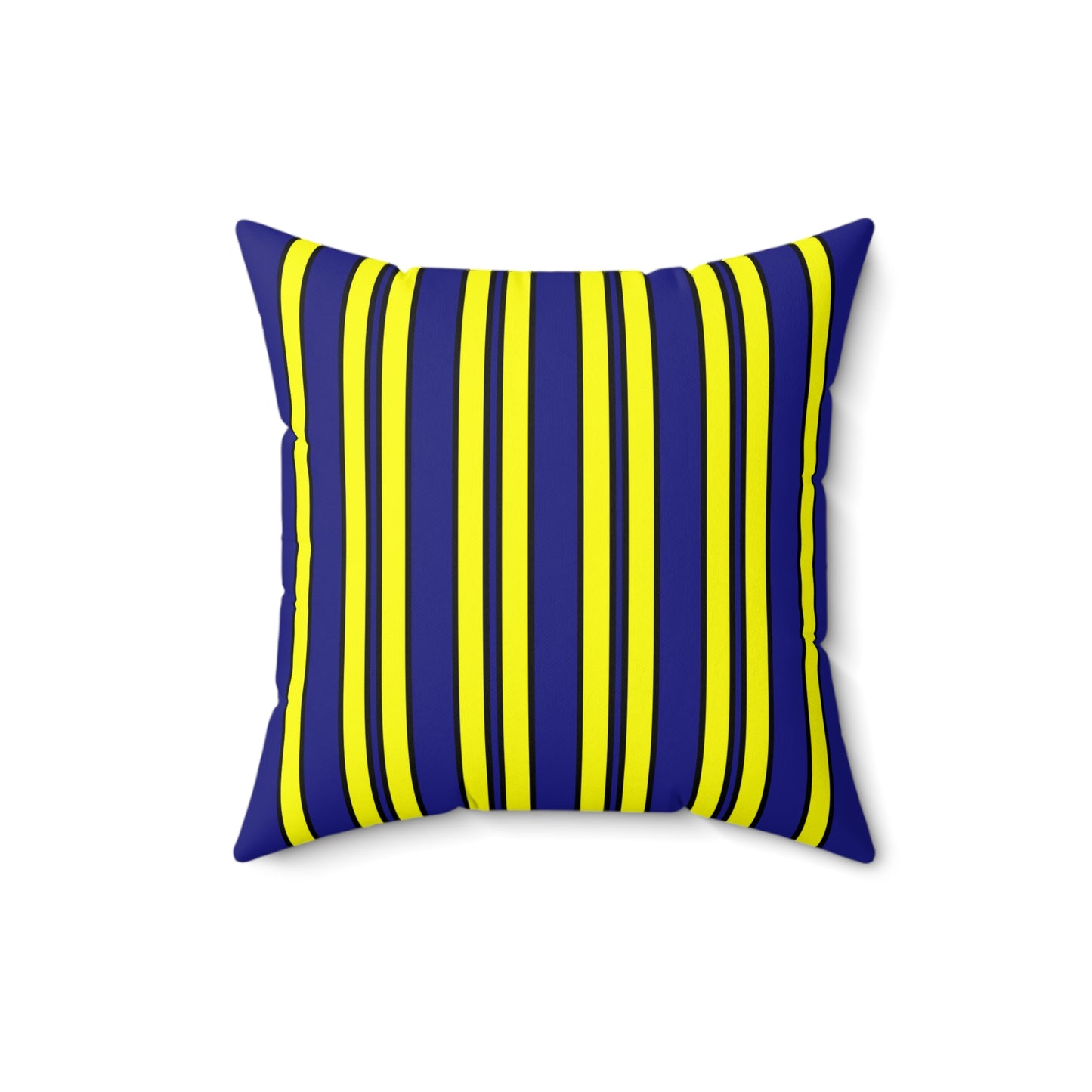 Navy Blue, Yellow Retro Stripes Cushion Pillow