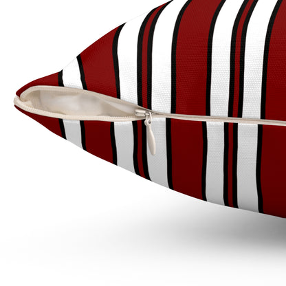 Maroon, White Retro Stripes Cushion Pillow