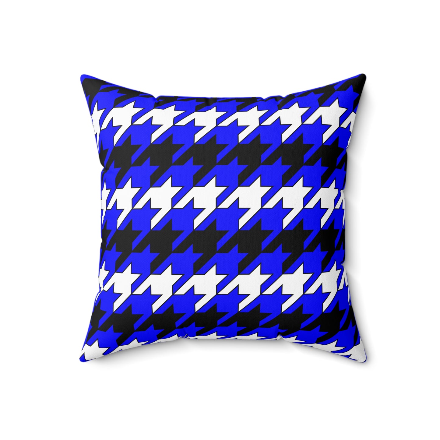 Blue, Black, White Retro Houndstooth Cushion Pillow