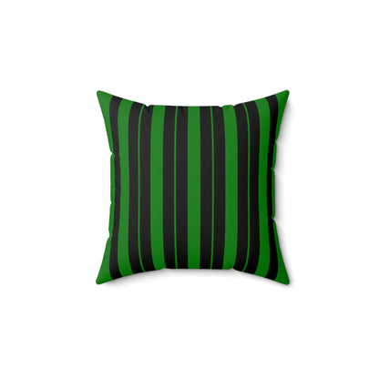 Green, Black Retro Stripes Cushion Pillow