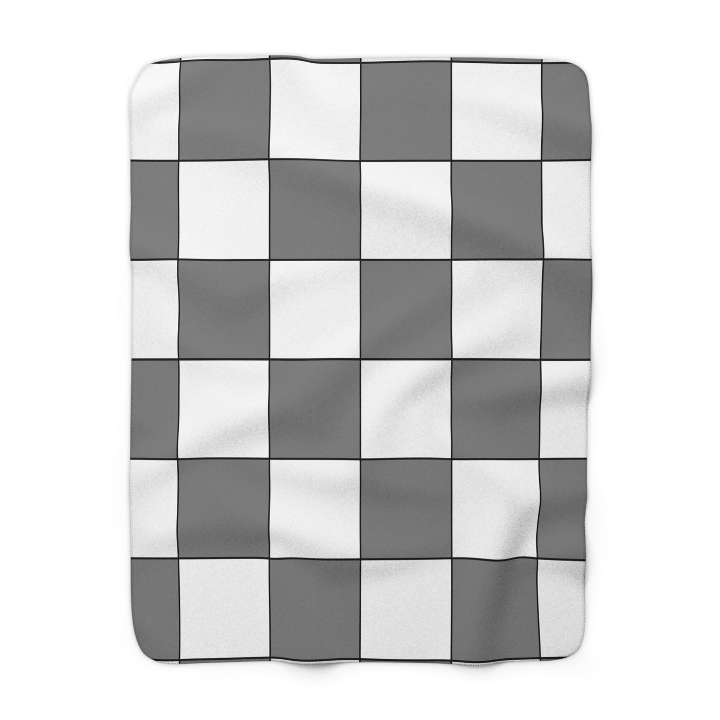 Grey, White Retro Check Blanket Throw