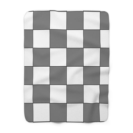 Grey, White Retro Check Blanket Throw