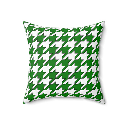 Green, White Retro Houndstooth Cushion Pillow