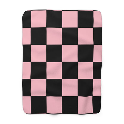 Pink, Black Retro Check Blanket Throw