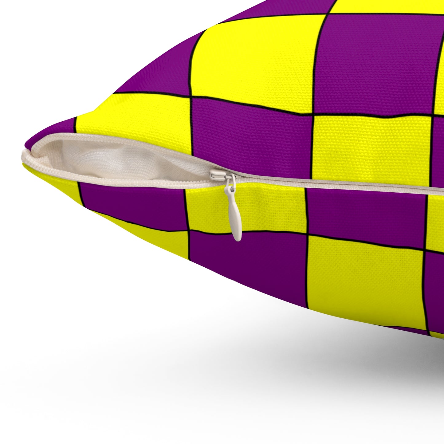 Purple, Yellow Retro Check Cushion Pillow