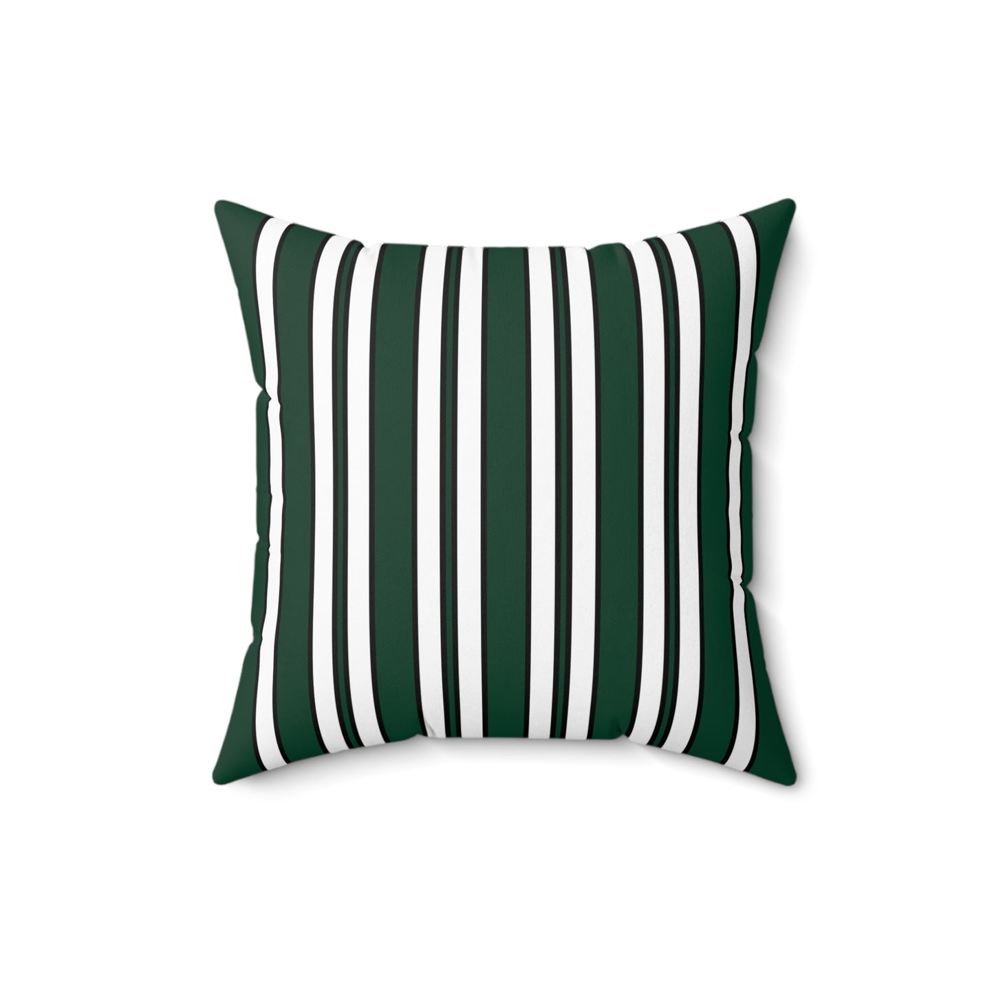 Dark Green, White Retro Stripes Cushion Pillow