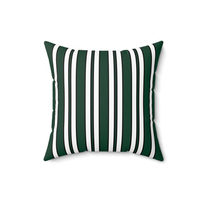 Dark Green, White Retro Stripes Cushion Pillow