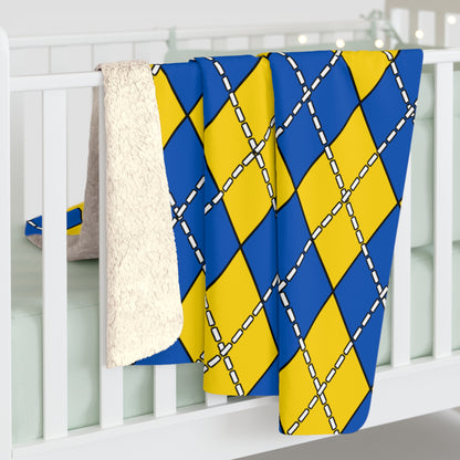 Ukraine Retro Argyle Blanket Throw