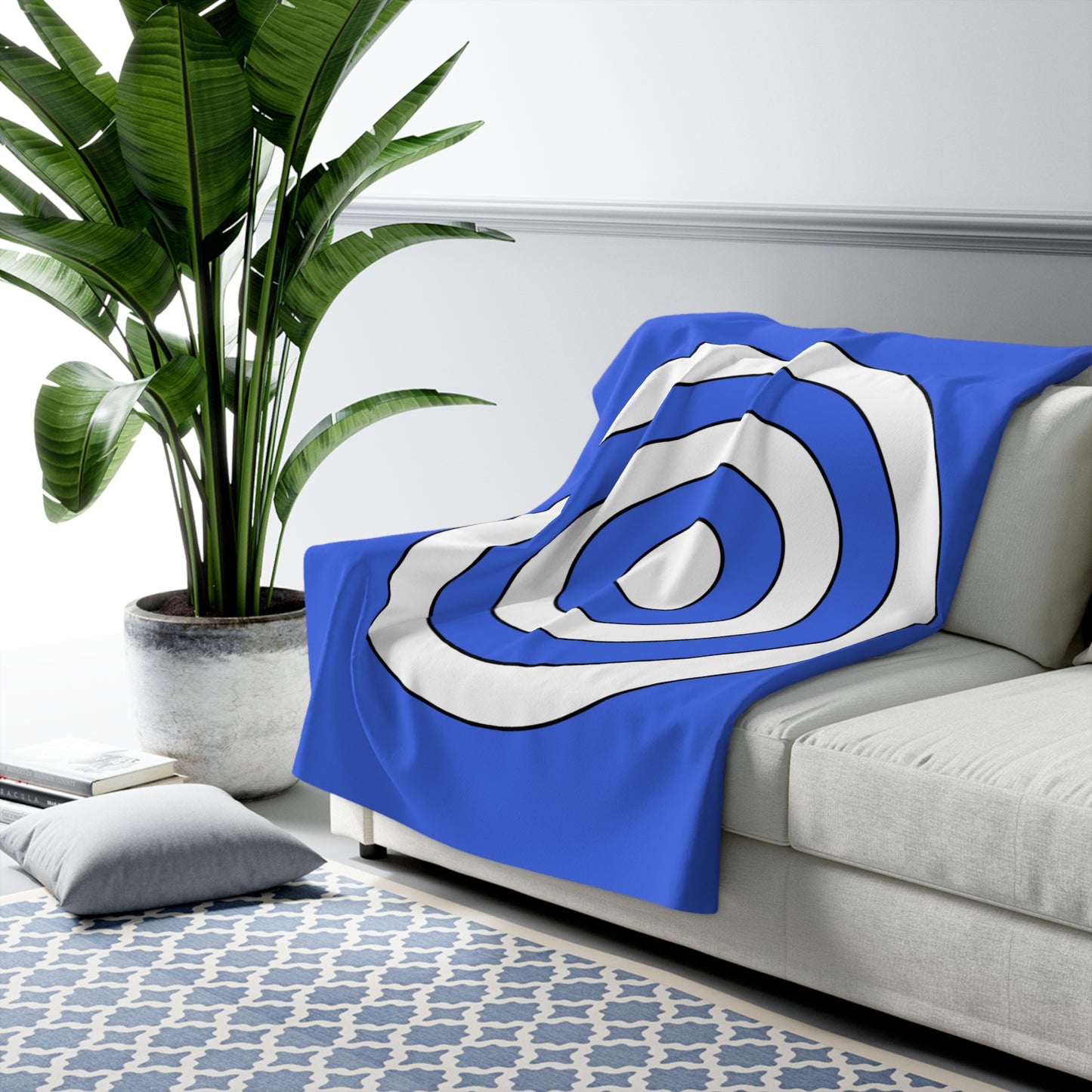 Royal Blue, White Retro Target Blanket Throw