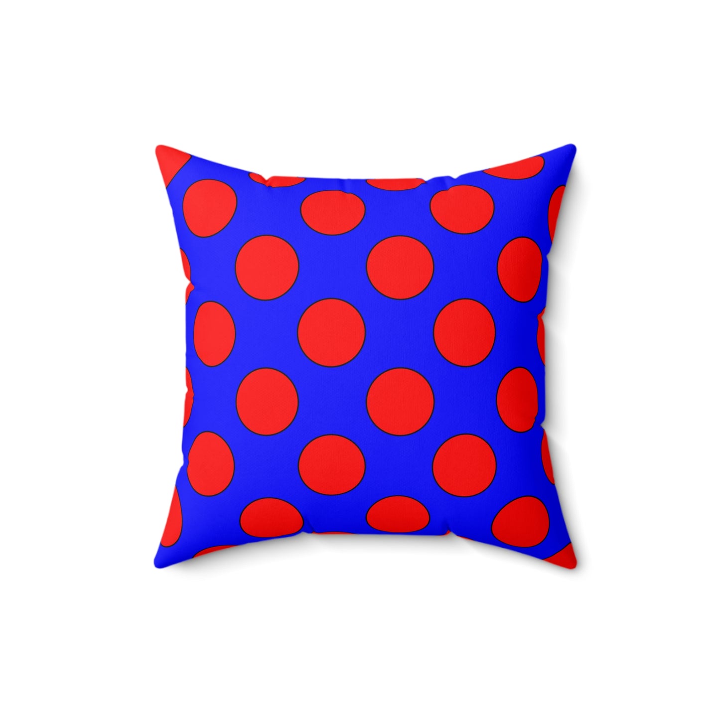 Blue, Red Retro Polka Dots Cushion Pillow
