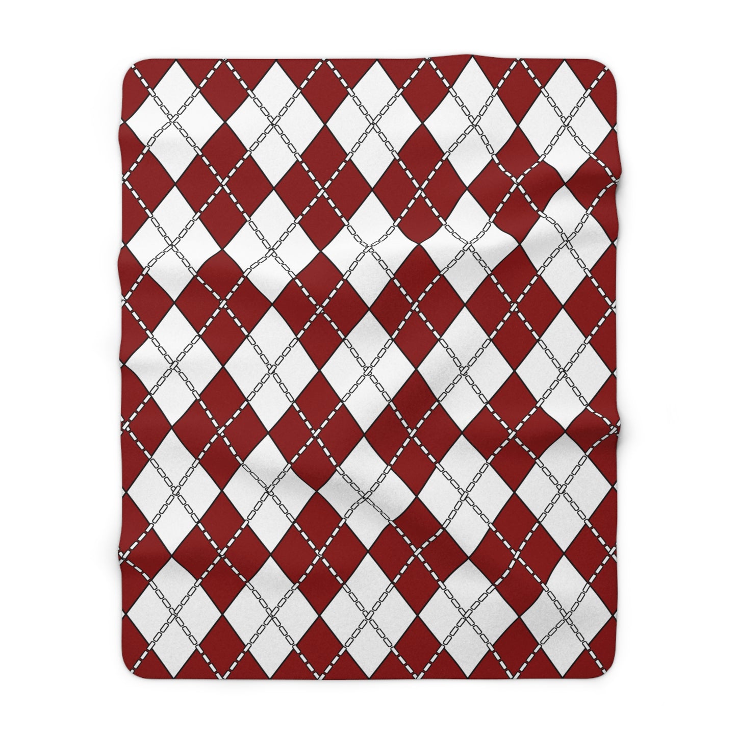 Dark Red, White Retro Argyle Blanket Throw