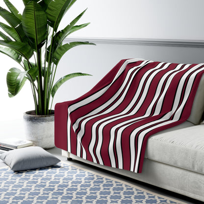 Claret, White Retro Stripes Blanket Throw