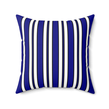 Dark Blue, White Retro Stripes Cushion Pillow