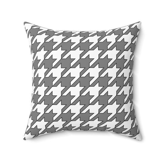 Grey, White Retro Houndstooth Cushion Pillow