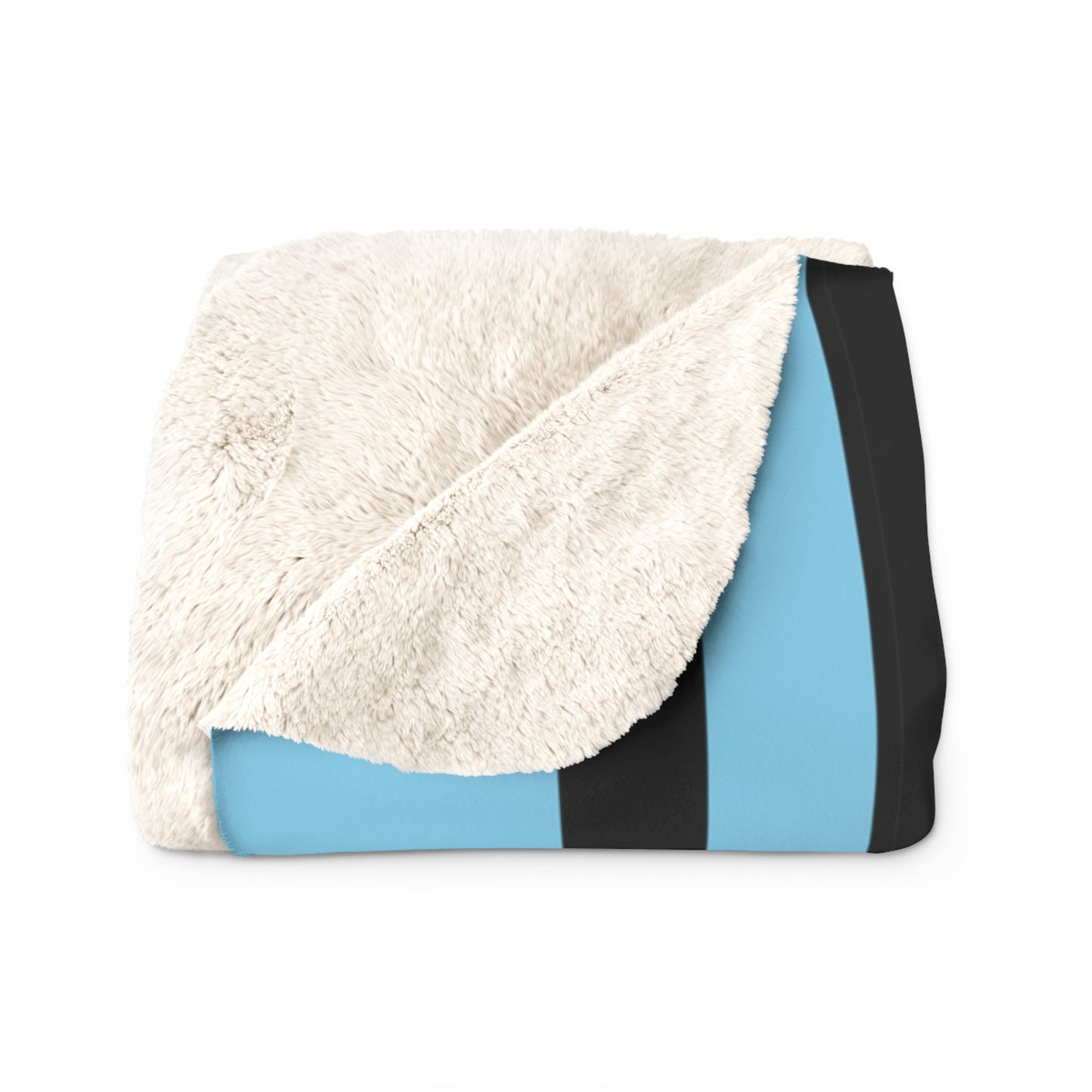 Sky Blue, Black Retro Stripes Blanket Throw