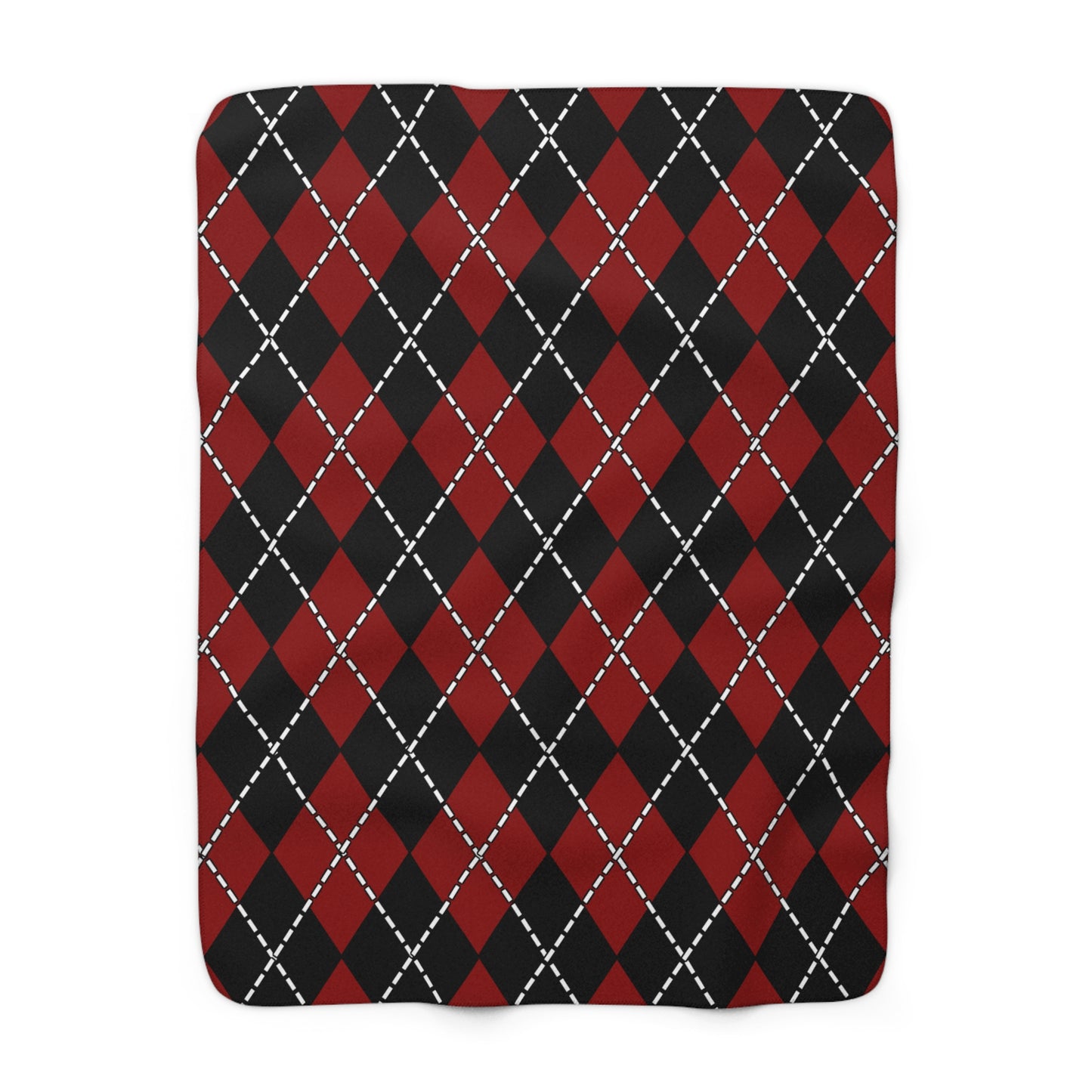 Dark Red, Black Retro Argyle Blanket Throw