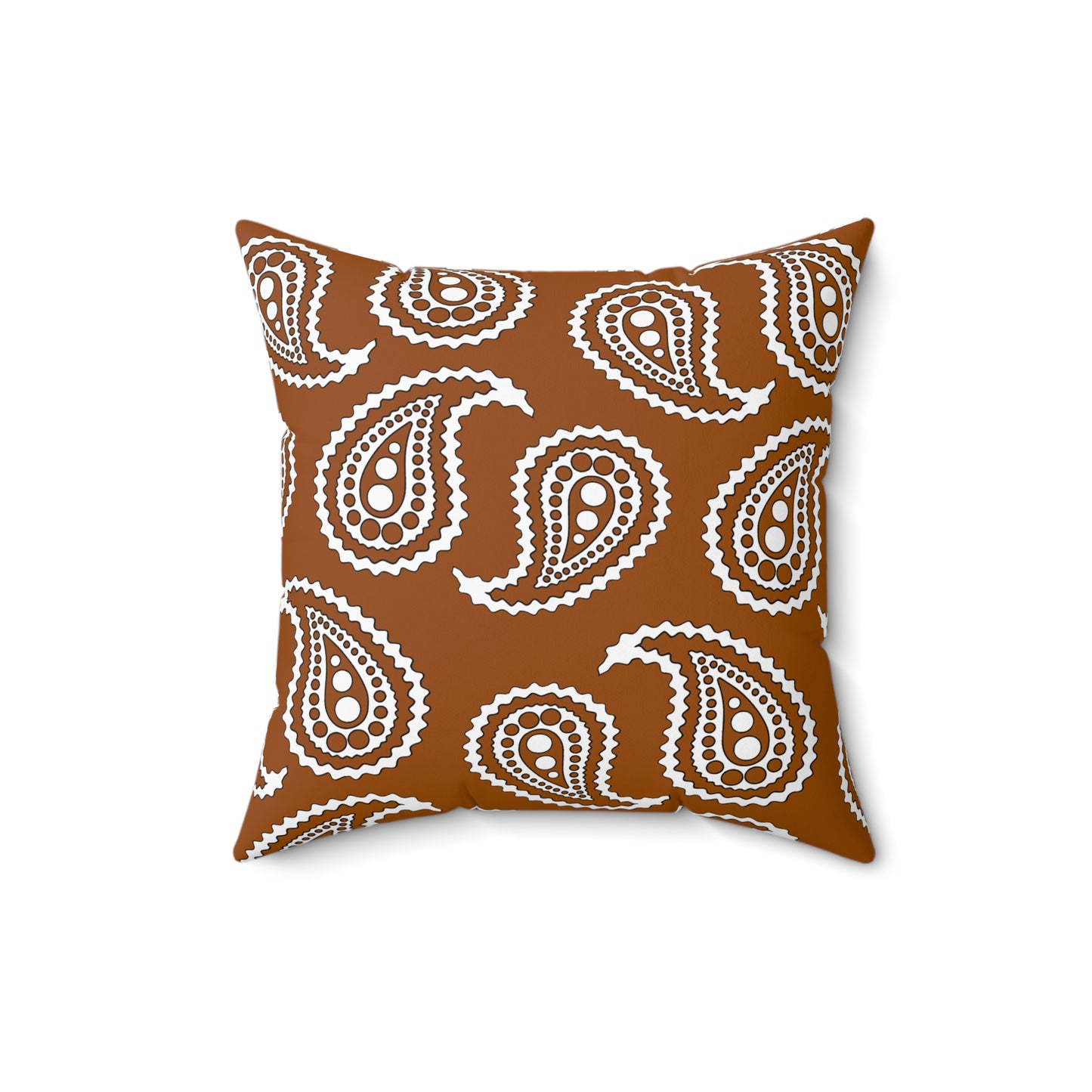 Brown, White Retro Paisley Cushion Pillow