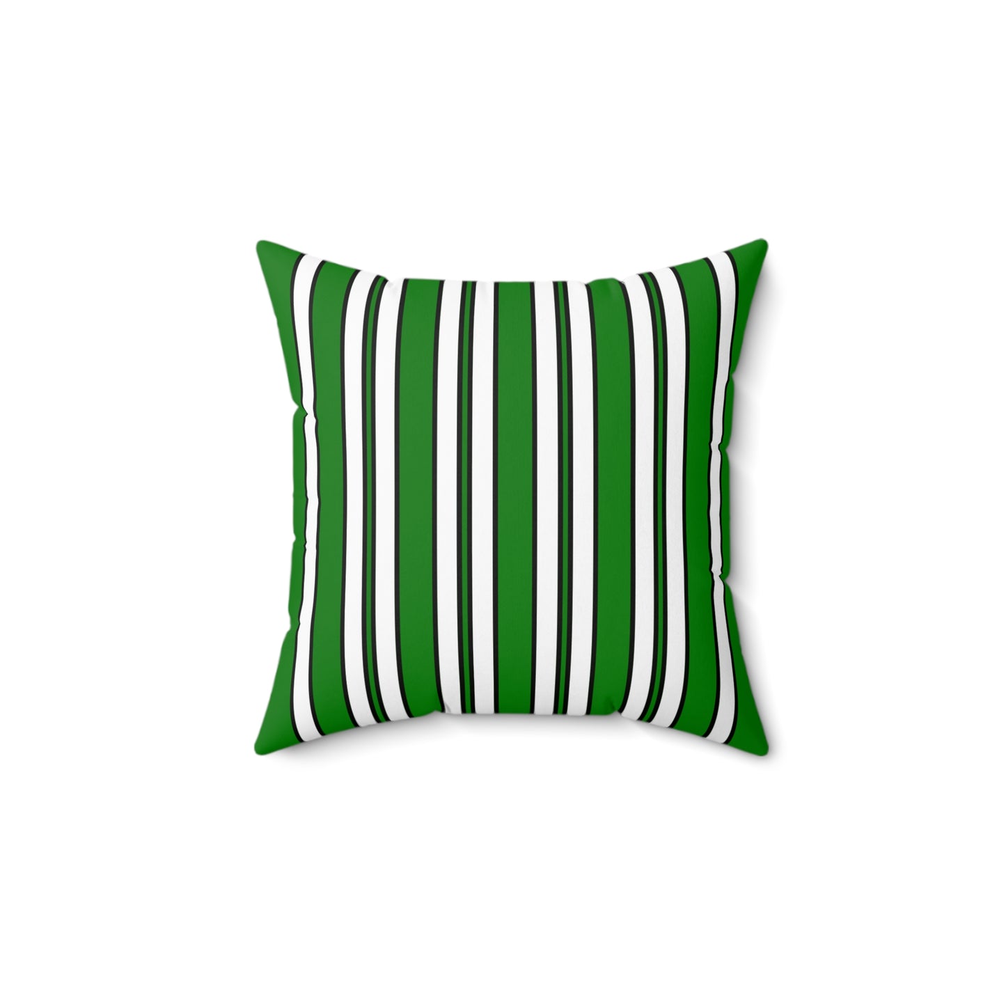 Green, White Retro Stripes Cushion Pillow