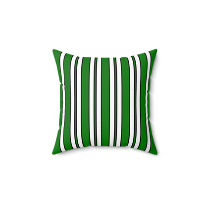 Green, White Retro Stripes Cushion Pillow