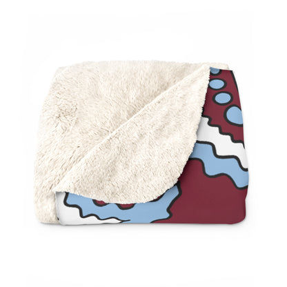 Claret, Blue, White Retro Paisley Blanket Throw