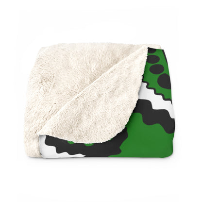Green, Black, White Retro Paisley Blanket Throw
