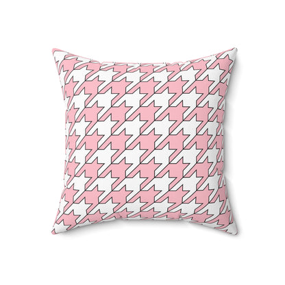 Pink, White Retro Houndstooth Cushion Pillow