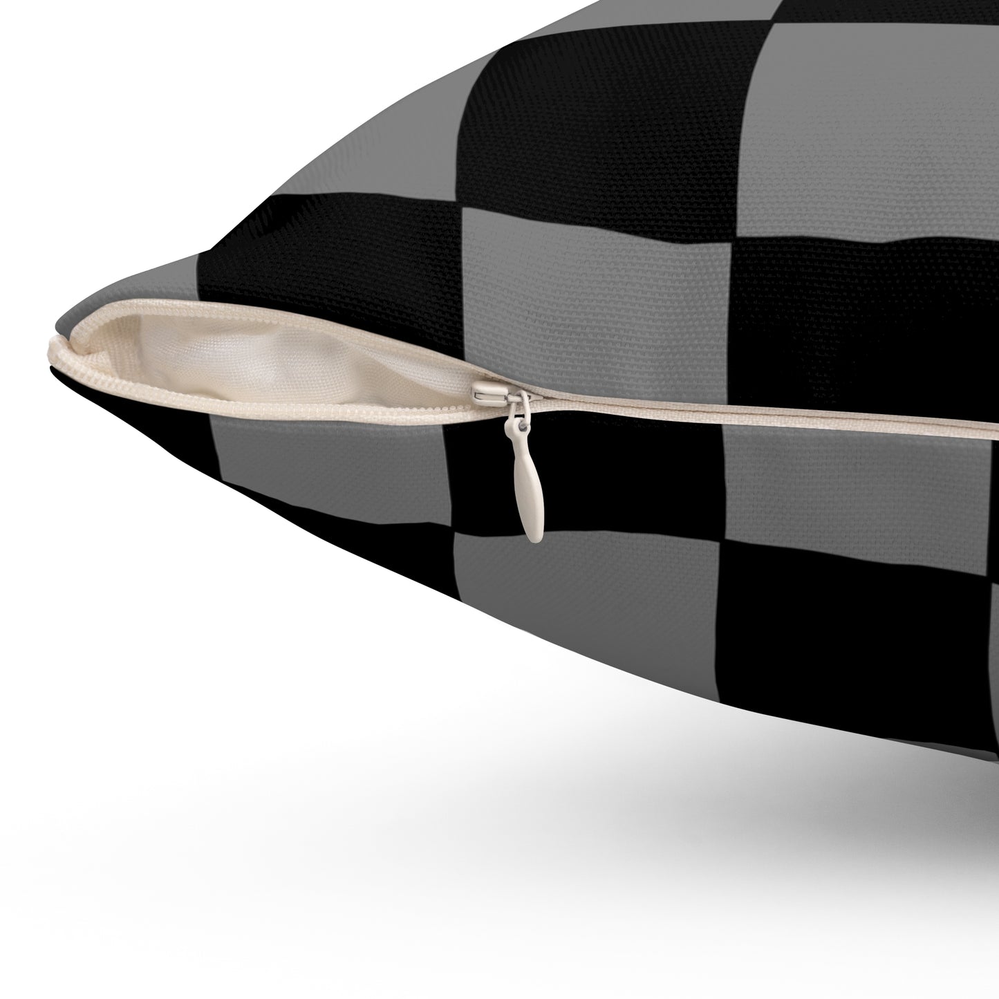 Grey, Black Retro Check Cushion Pillow