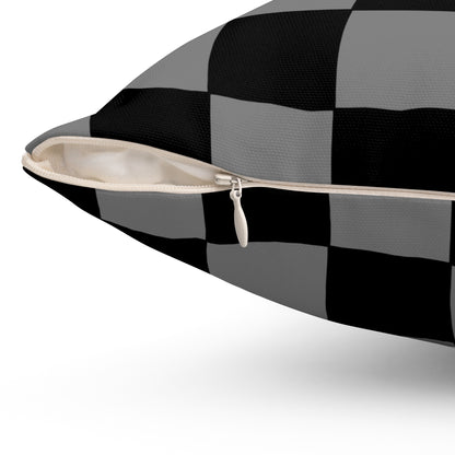 Grey, Black Retro Check Cushion Pillow