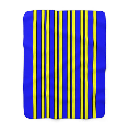 Blue, Yellow Retro Stripes Blanket Throw