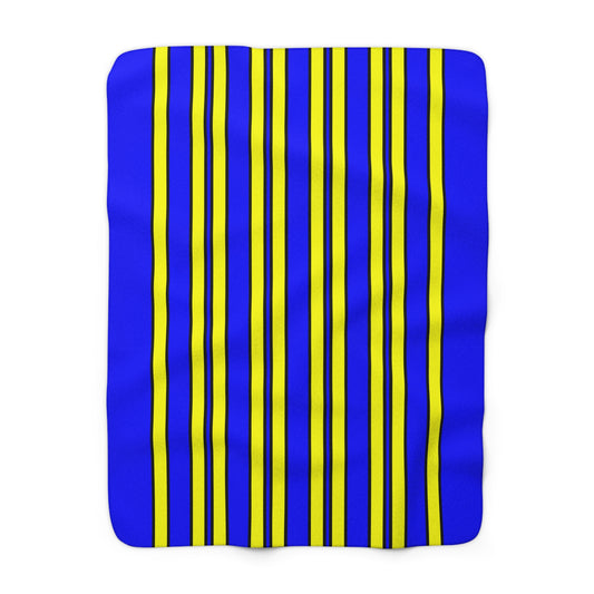 Blue, Yellow Retro Stripes Blanket Throw