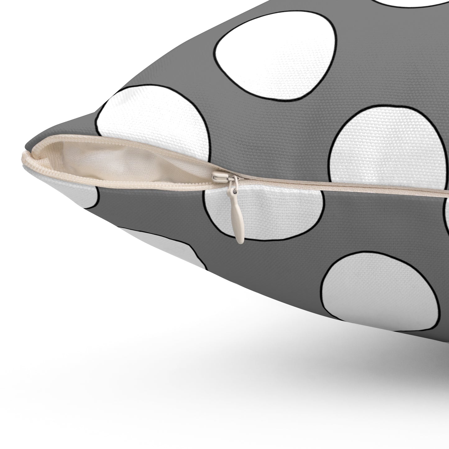 Grey, White Retro Polka Dots Cushion Pillow