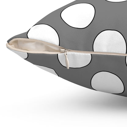 Grey, White Retro Polka Dots Cushion Pillow