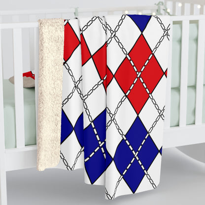 France Retro Argyle Blanket Throw