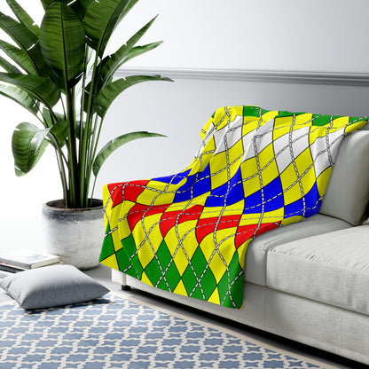 Central African Republic Retro Argyle Blanket Throw