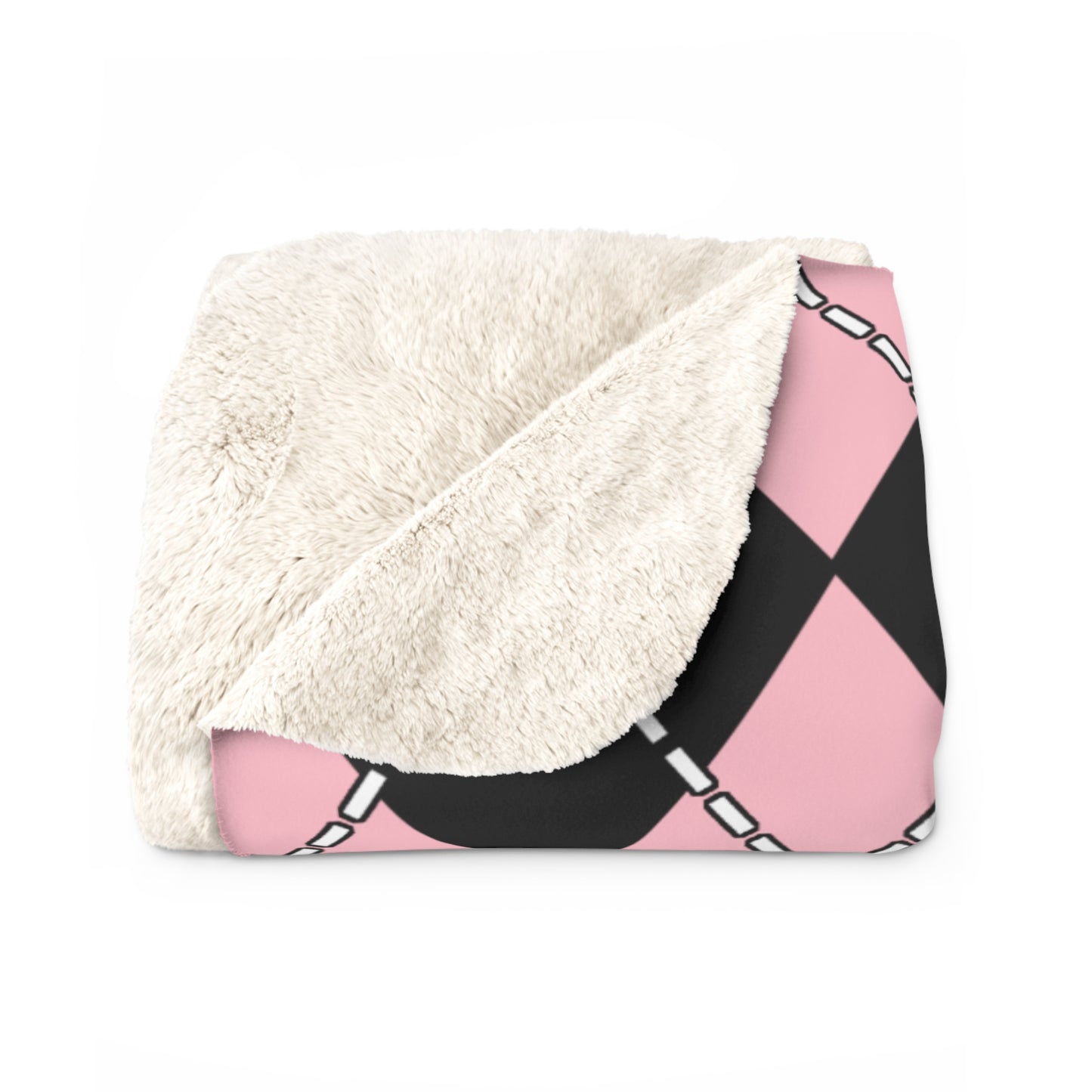 Pink, Black Retro Argyle Blanket Throw