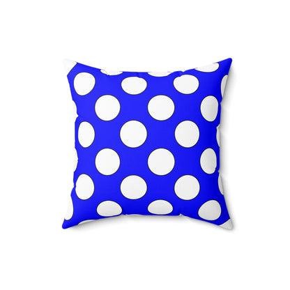 Blue, White Retro Polka Dots Cushion Pillow