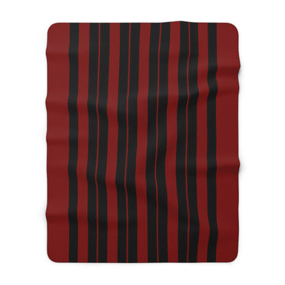 Maroon, Black Retro Stripes Blanket Throw
