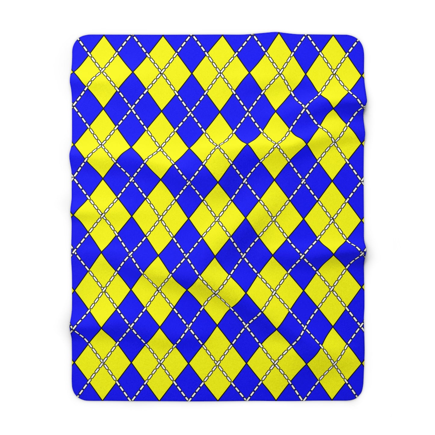 Blue, Yellow Retro Argyle Blanket Throw