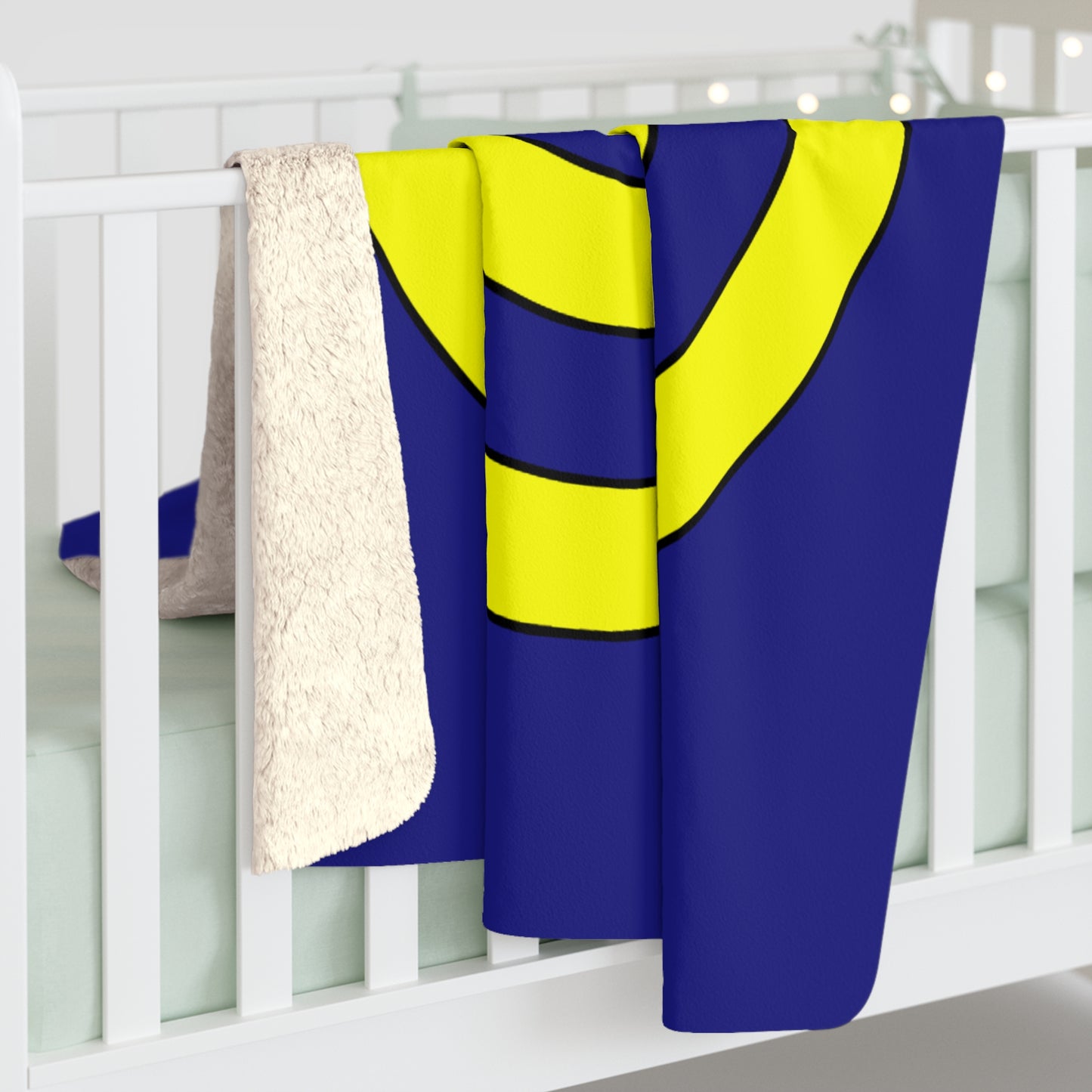 Navy Blue, Yellow Retro Target Blanket Throw