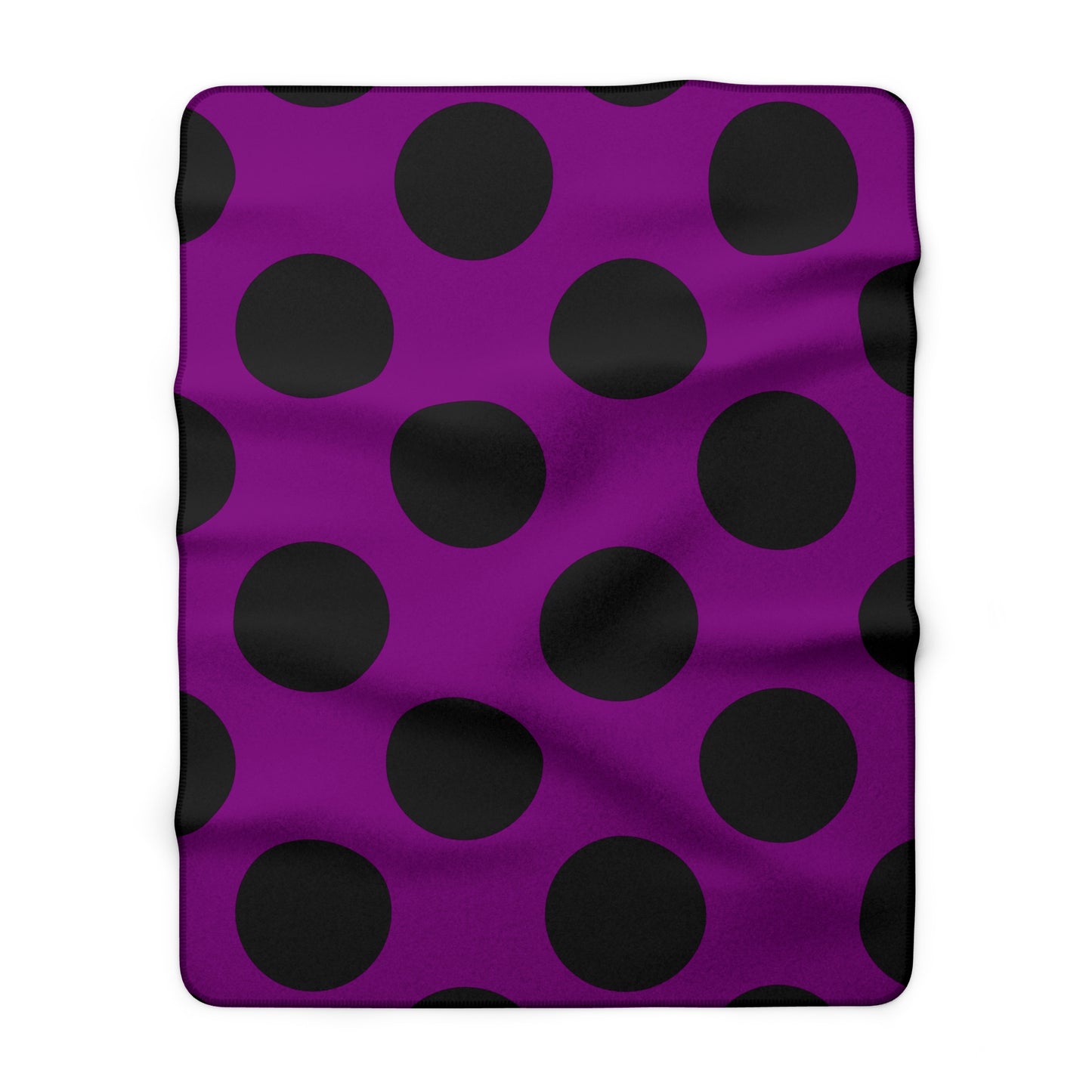 Purple, Black Retro Polka Dots Blanket Throw