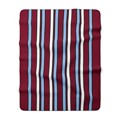 Claret, Blue, White Retro Stripe Blanket Throw