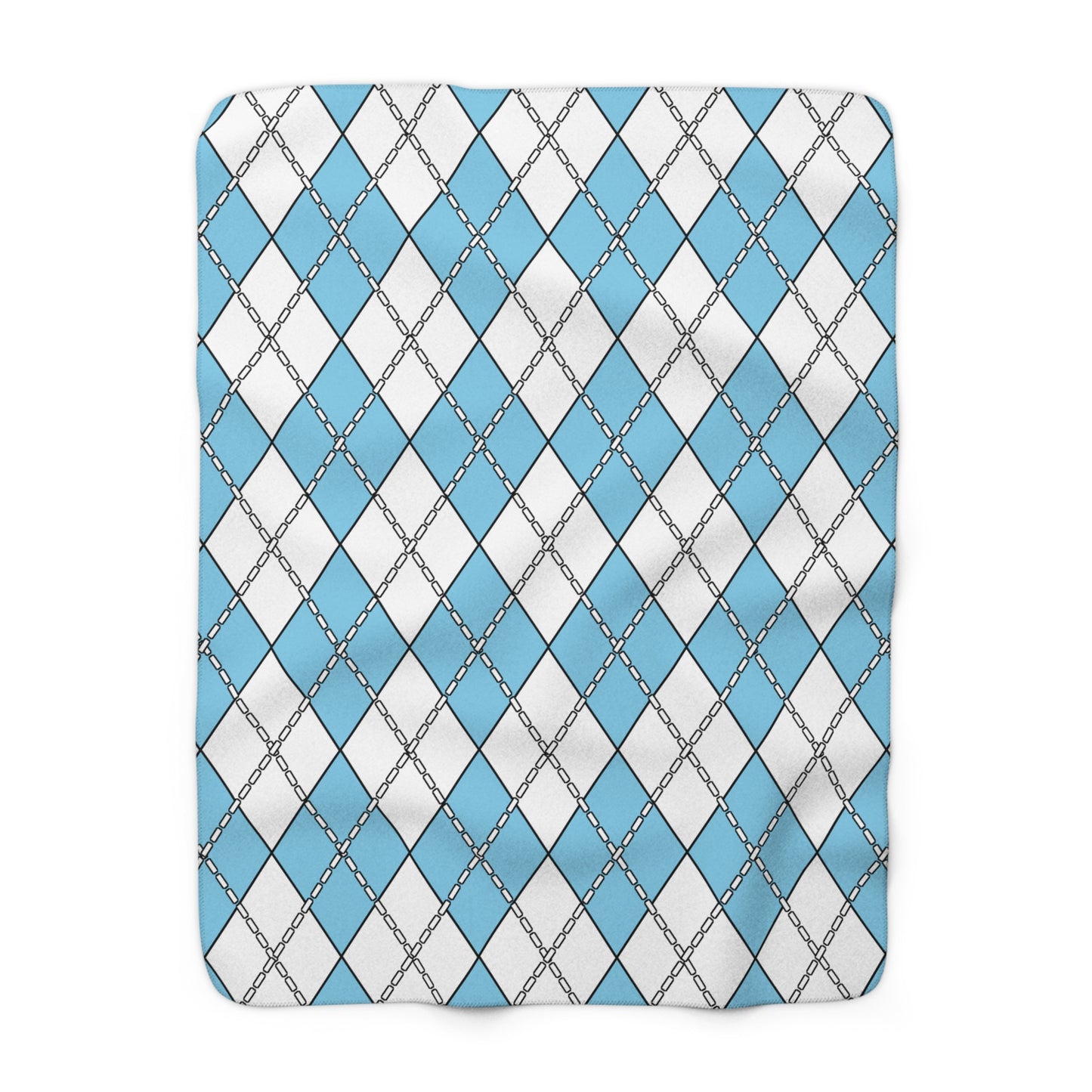 Sky Blue, White Retro Argyle Blanket Throw