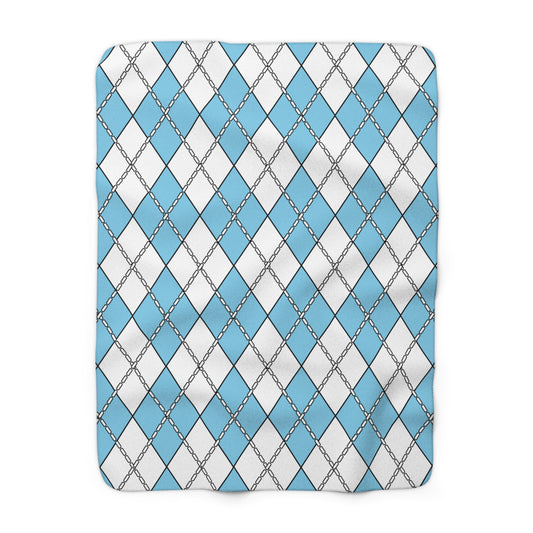 Sky Blue, White Retro Argyle Blanket Throw