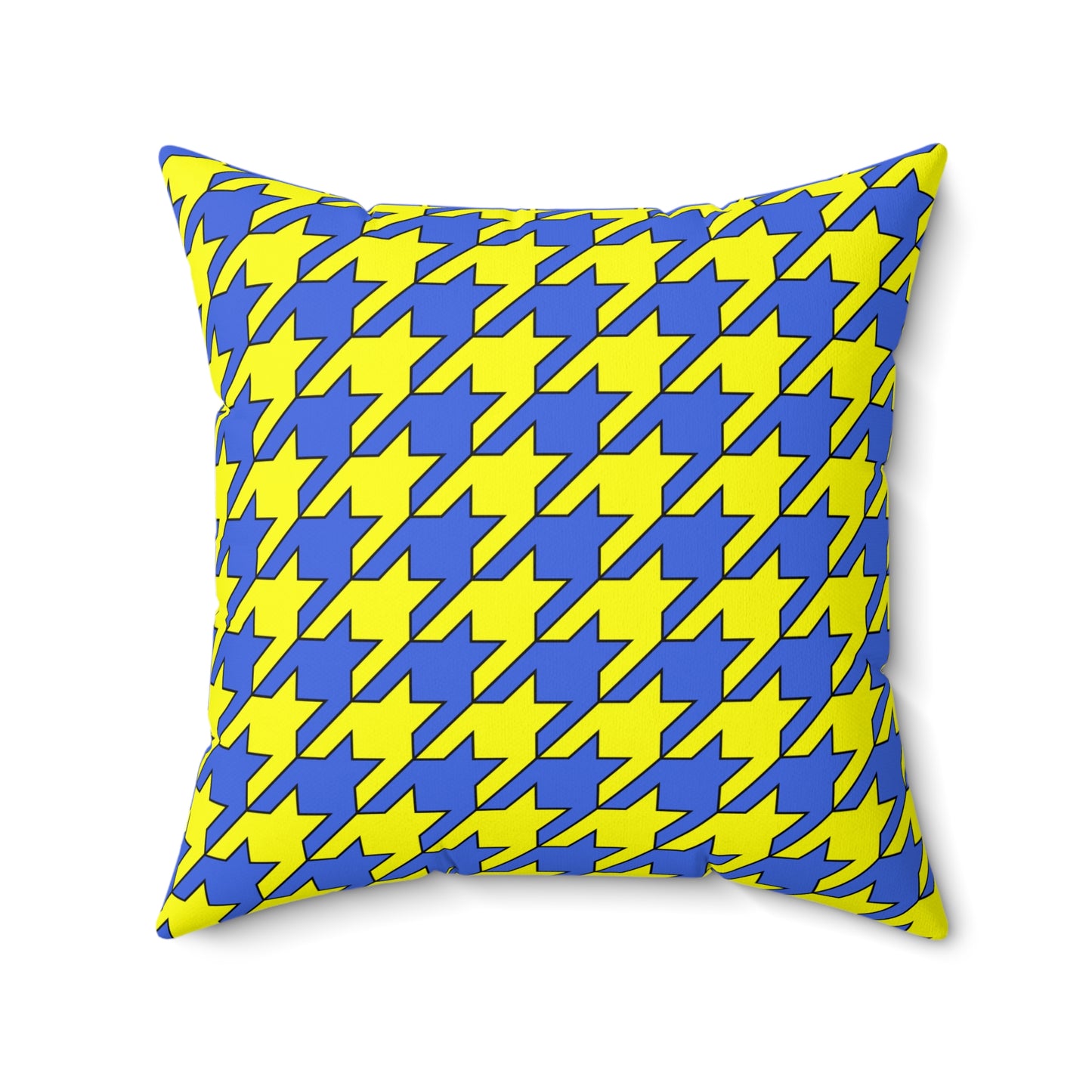 Royal Blue, Yellow Retro Houndstooth Cushion Pillow