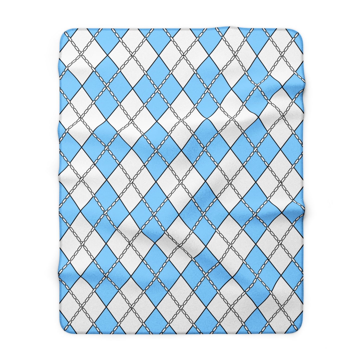 Light Blue, White Retro Argyle Blanket Throw