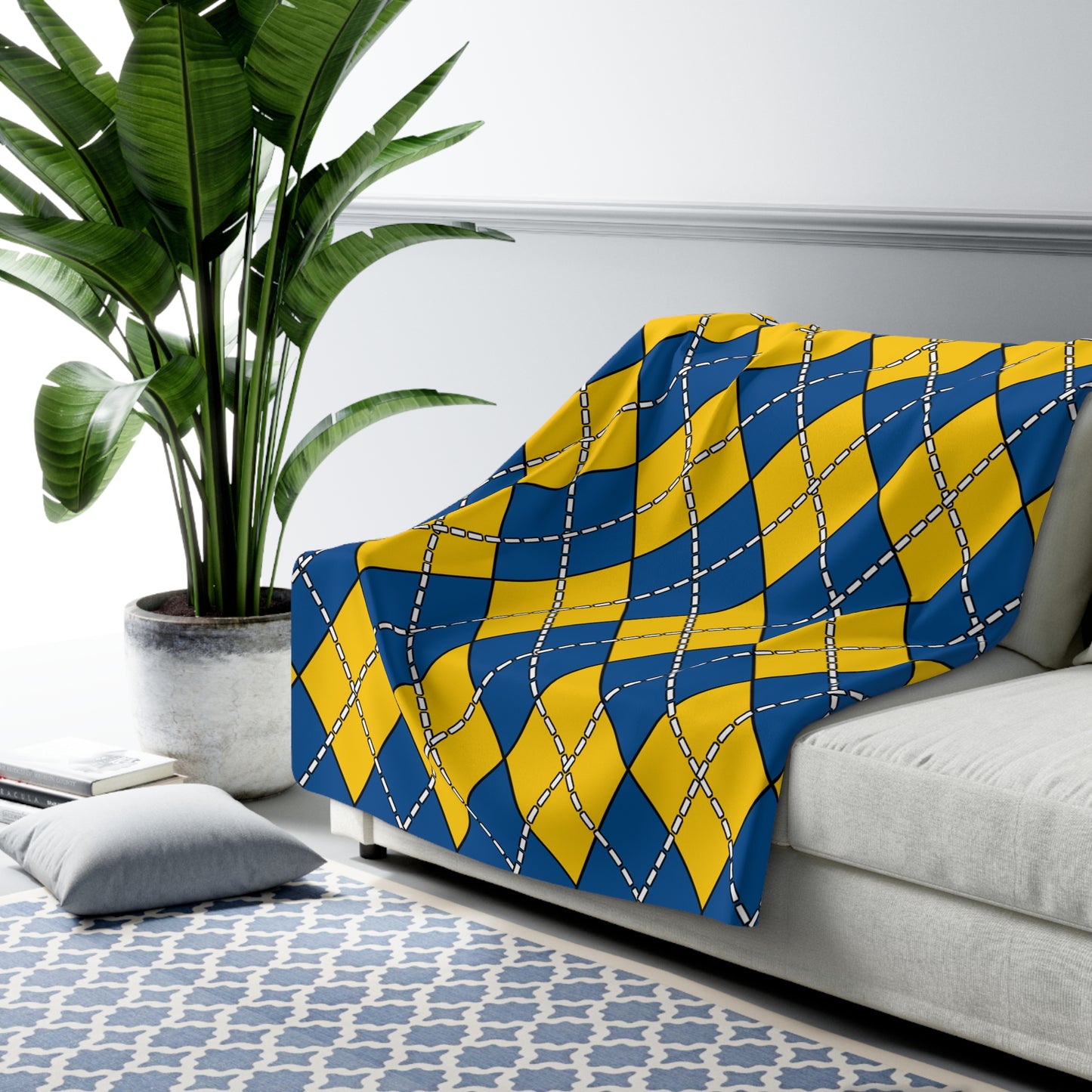 Sweden Retro Argyle Blanket Throw