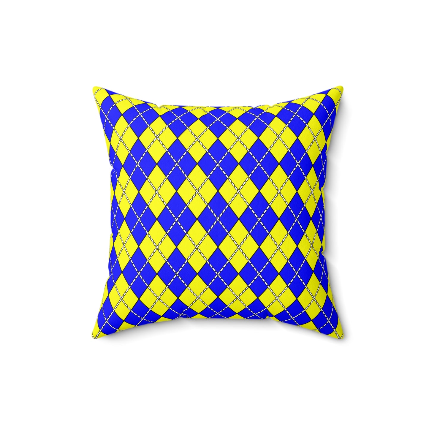 Yellow, Blue Retro Argyle Cushion Pillow