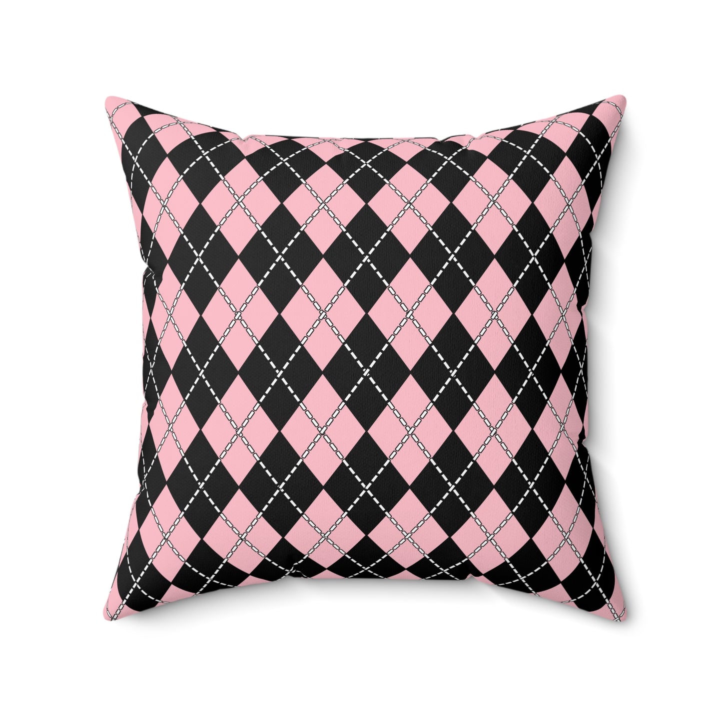 Pink, Black Retro Argyle Cushion Pillow