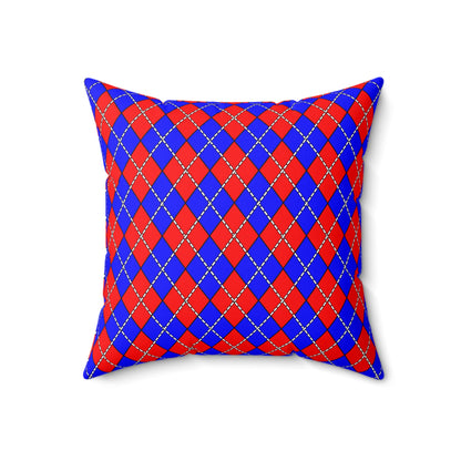 Blue, Red Retro Argyle Cushion Pillow